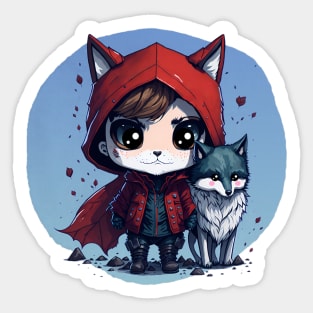 red werewolf watercolor illustration Sticker